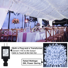 Ollny's 800 leds cool white wedding fairy lights are safe to touch and power saving