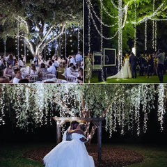 Wedding scene decorated by Ollny 400 leds cool white cluster lights