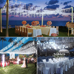 Wedding scene decorated by Ollny 594 leds cool white icicle lights