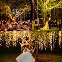 Wedding scene decorated by Ollny 400 leds warm white cluster lights