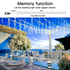 Ollny's cool white wedding icicle lights with memory function