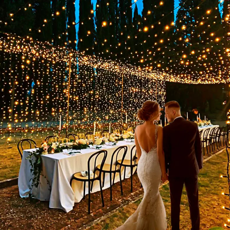 Ollny's wedding warm white string lights - green cable