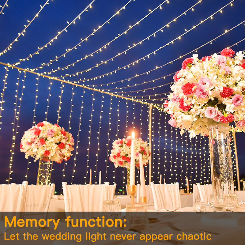 Ollny's 800 leds warm white wedding string lights with memory function
