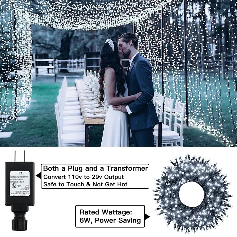Ollny's green cable cool white string lights are safe to touch & power saving