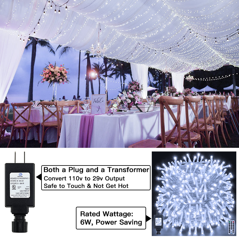 
                  
                    Ollny's 800 leds cool white wedding string lights are safe to touch and power saving
                  
                
