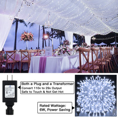 Ollny's 800 leds cool white wedding string lights are safe to touch and power saving