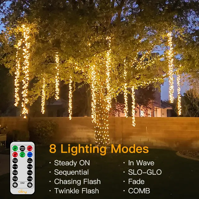 Ollny's 800 leds warm white wedding cluster lights with 8 lighting modes