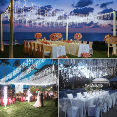 Wedding scene decorated by Ollny cool white icicle lights